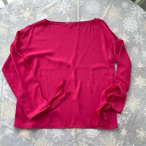 Warehouse (from ASOS) pink fuchsia tie cuff blouse Sz 8